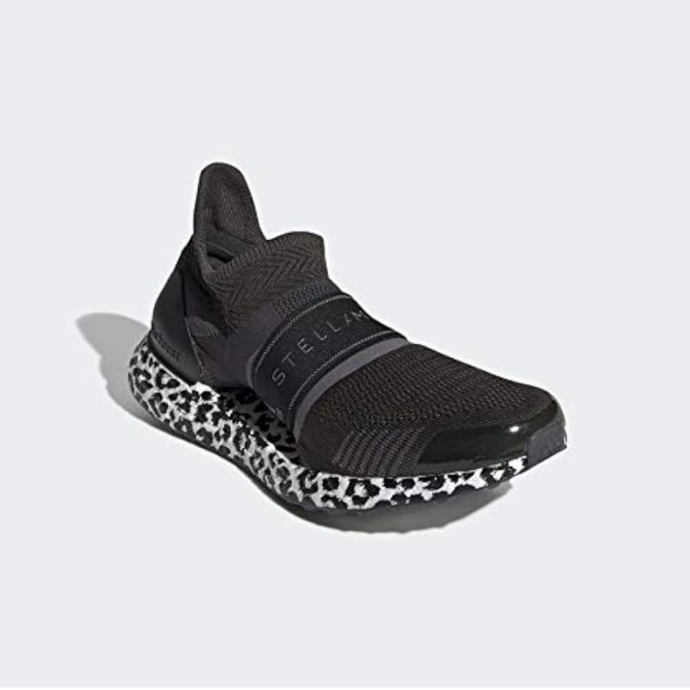 Adidas by Stella McCartney Black and White Leopard Sneakers with Knit Upper